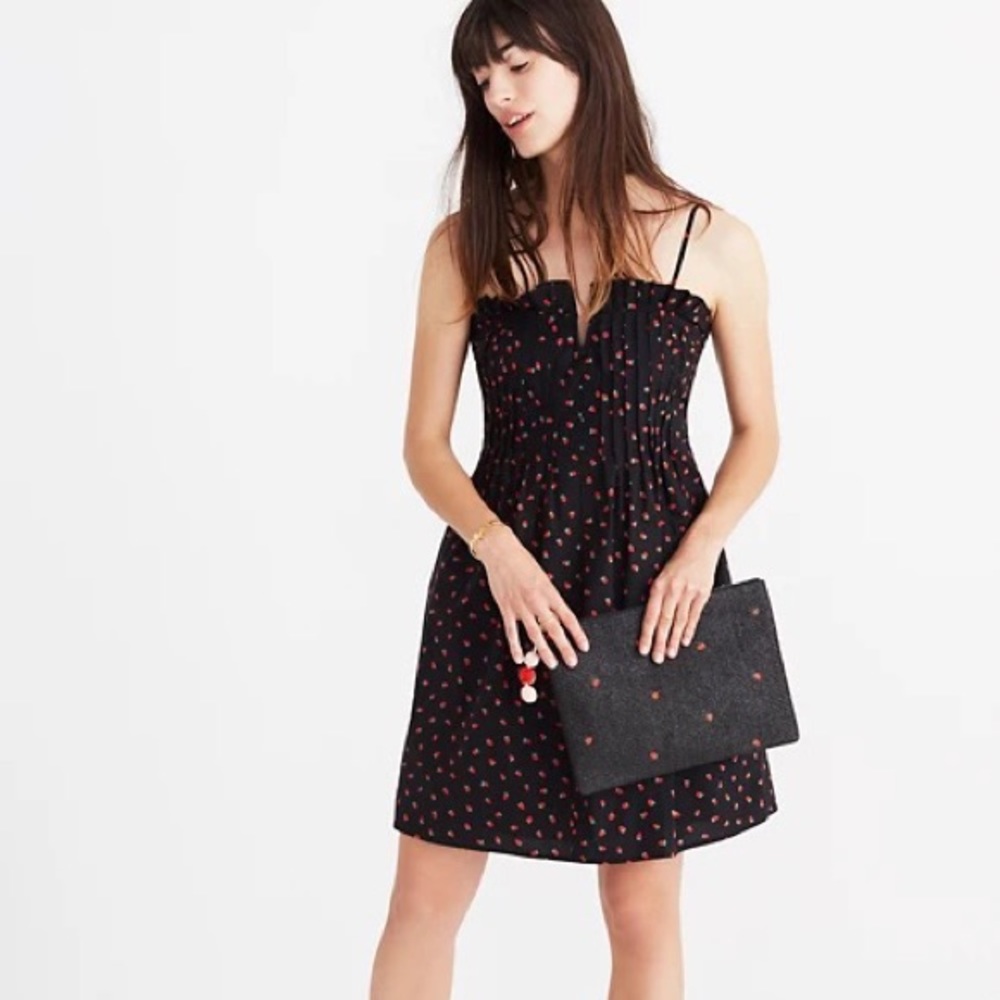 Madewell Black strawberry dress size 14